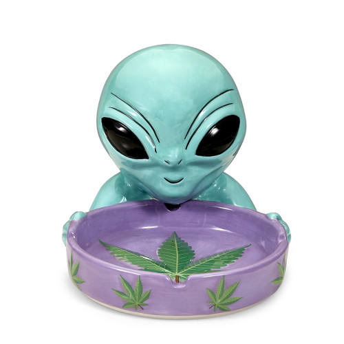 4 INCH ALIEN CERAMIC ASHTRAY 1CT